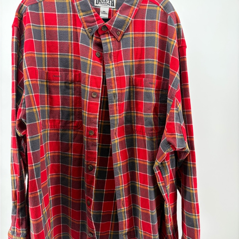 Duluth Trading Mens Free Swingin' Flannel Red Plaid, Relaxed Fit Sz 3XL S069